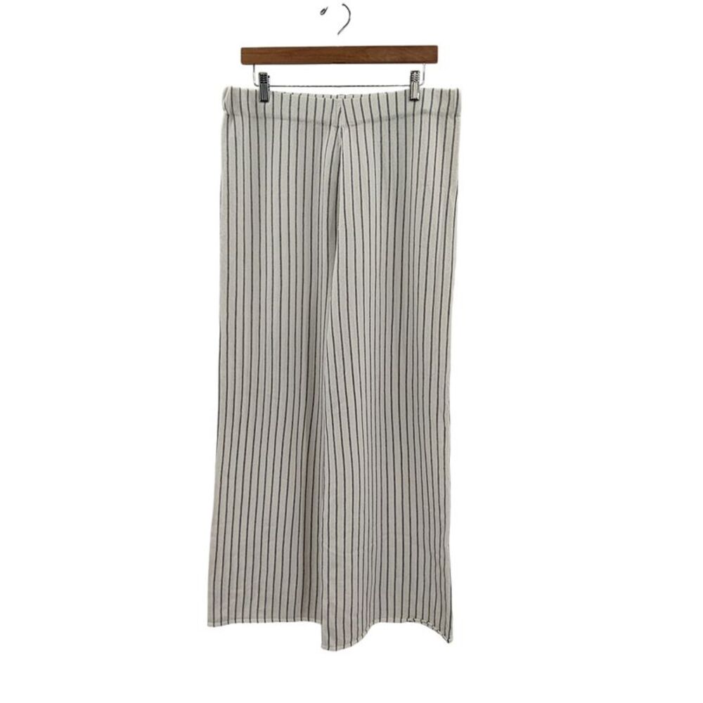Niczoe Women Destination Stripe Wide Leg Knit Pants White L